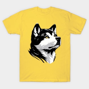 Stunning and Cool Akita Monochrome and Gold Portrait for Father's Day T-Shirt